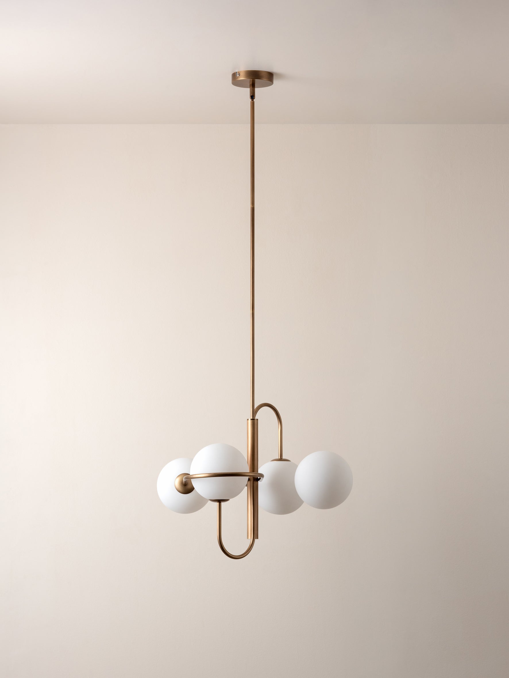Decora - 4 light aged brass and opal pendant