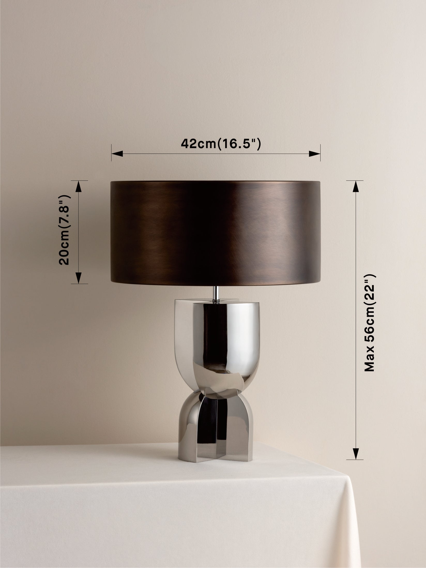 Editions chrome lamp with + bronze shade
