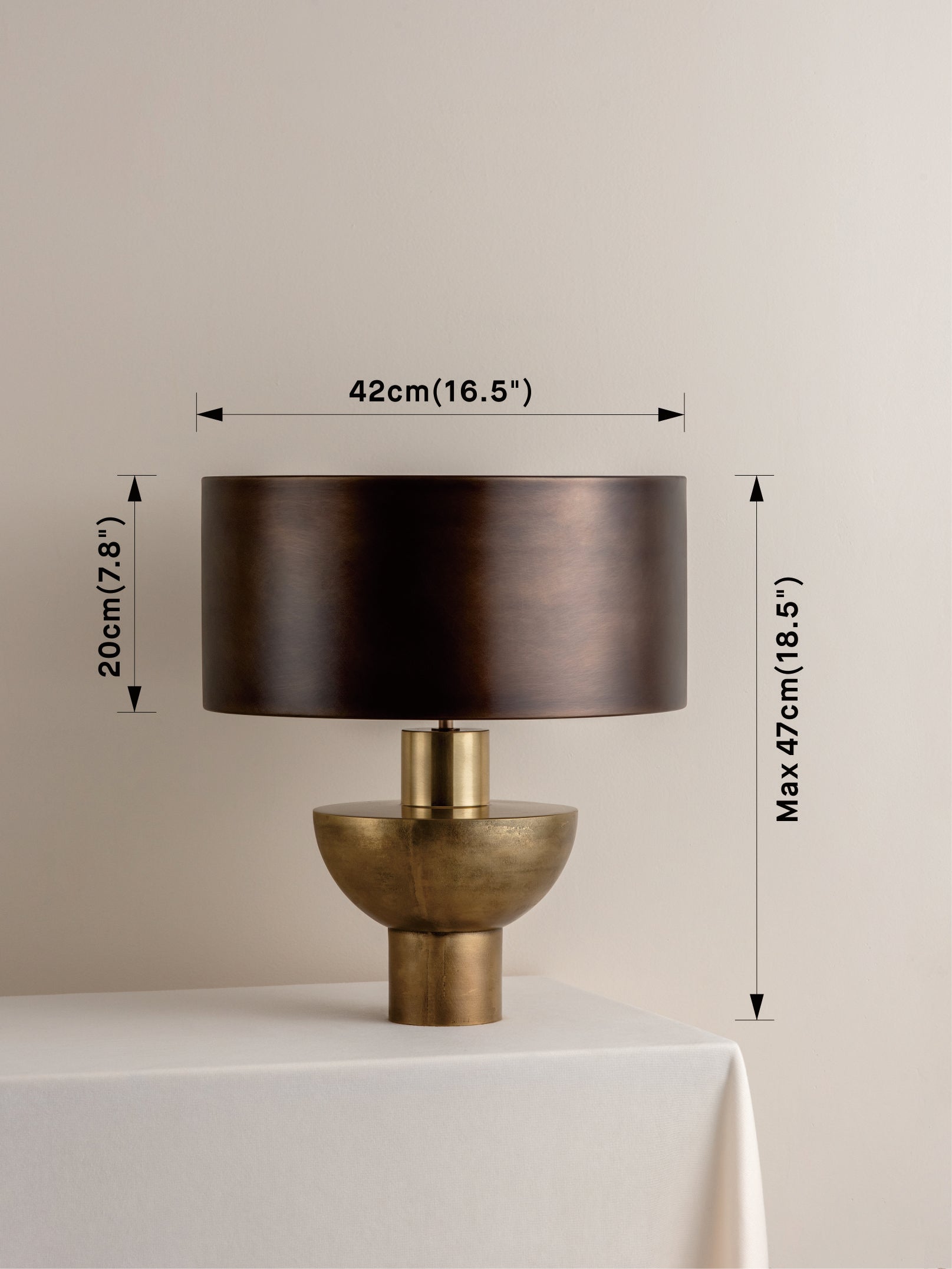Editions brass lamp with + bronze shade