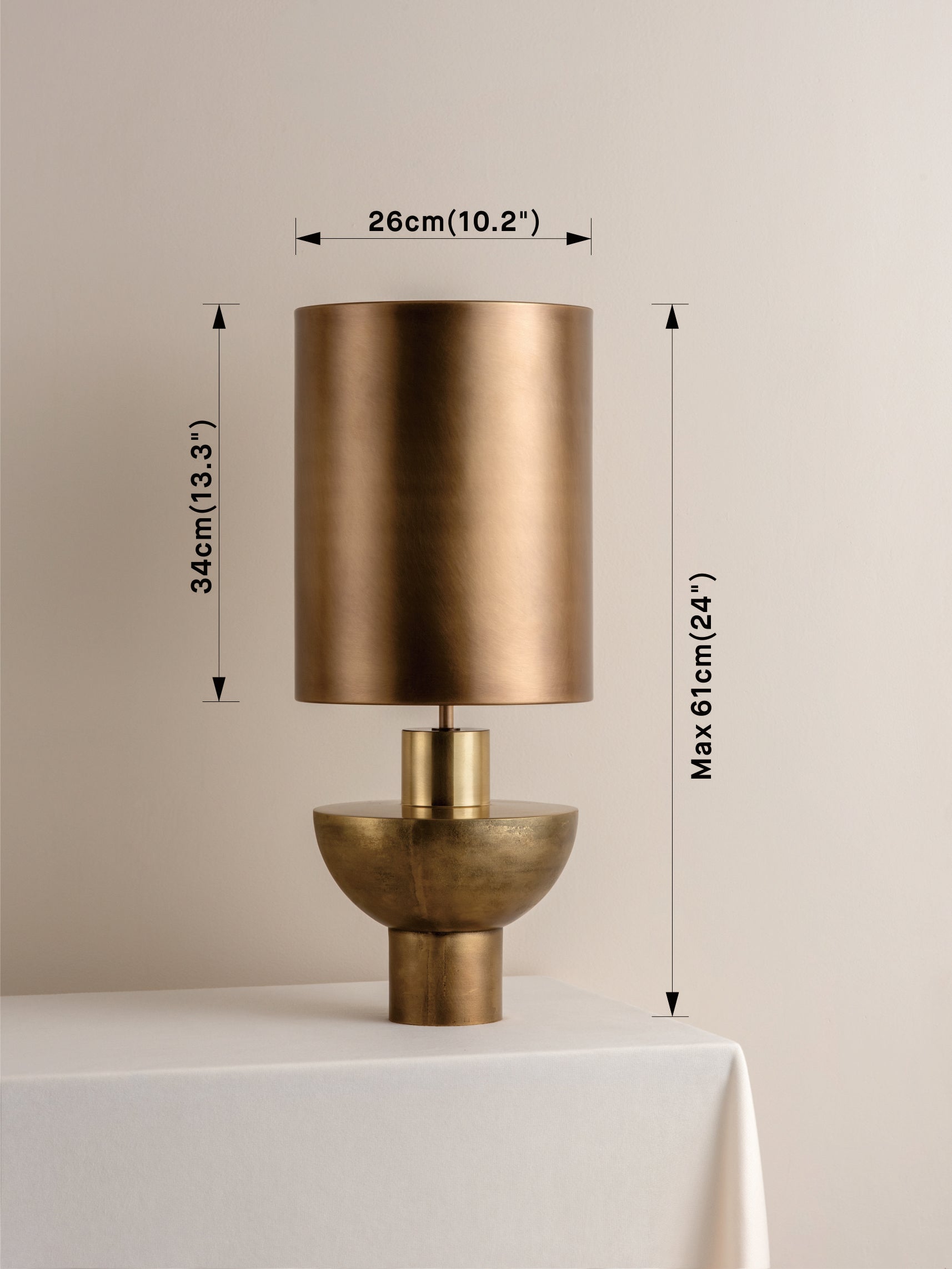 Editions brass lamp with + aged brass shade