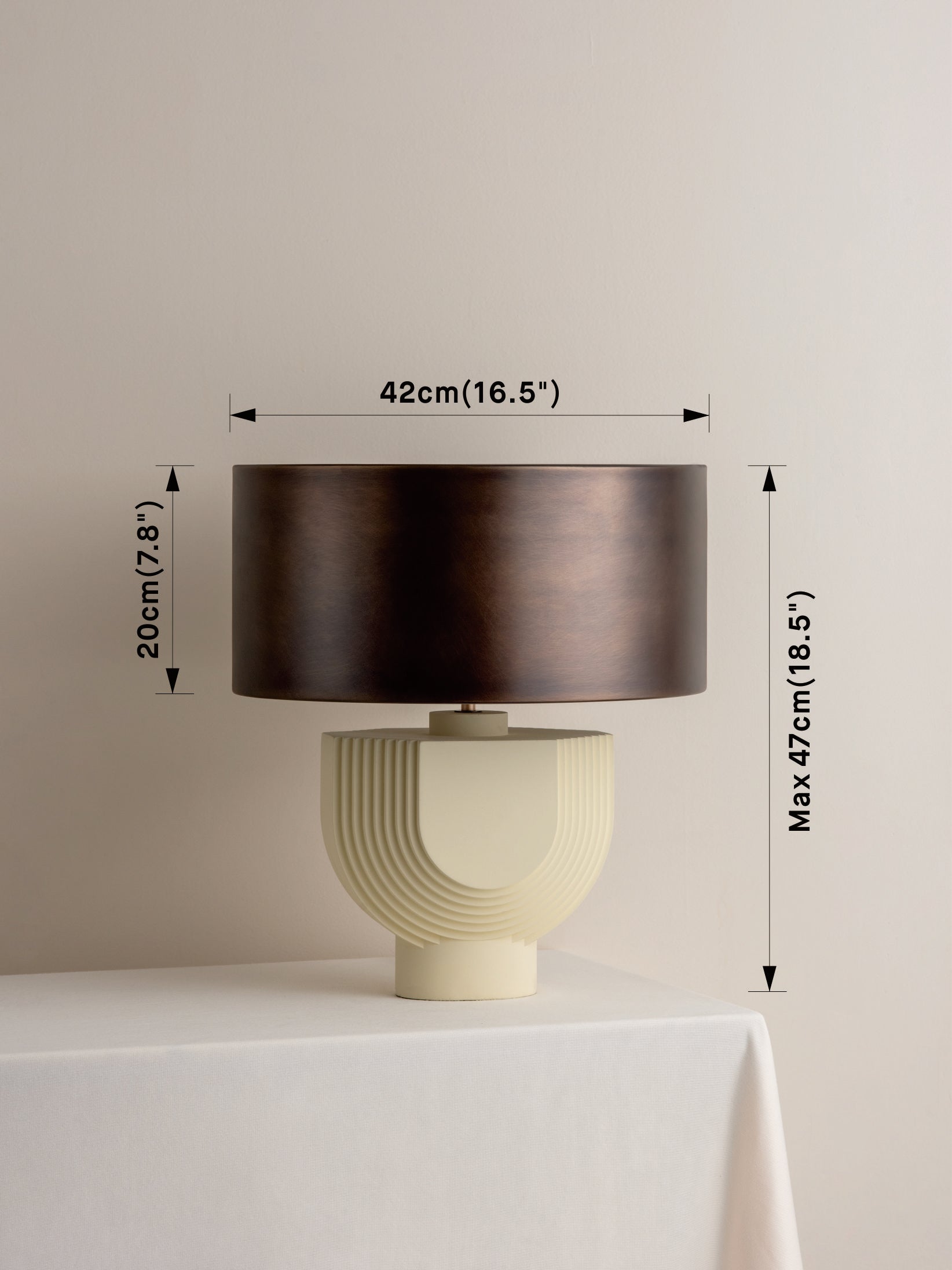 Editions concrete lamp with + bronze shade