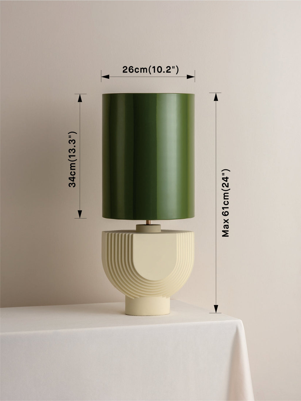 Editions concrete lamp with + green lacquer shade