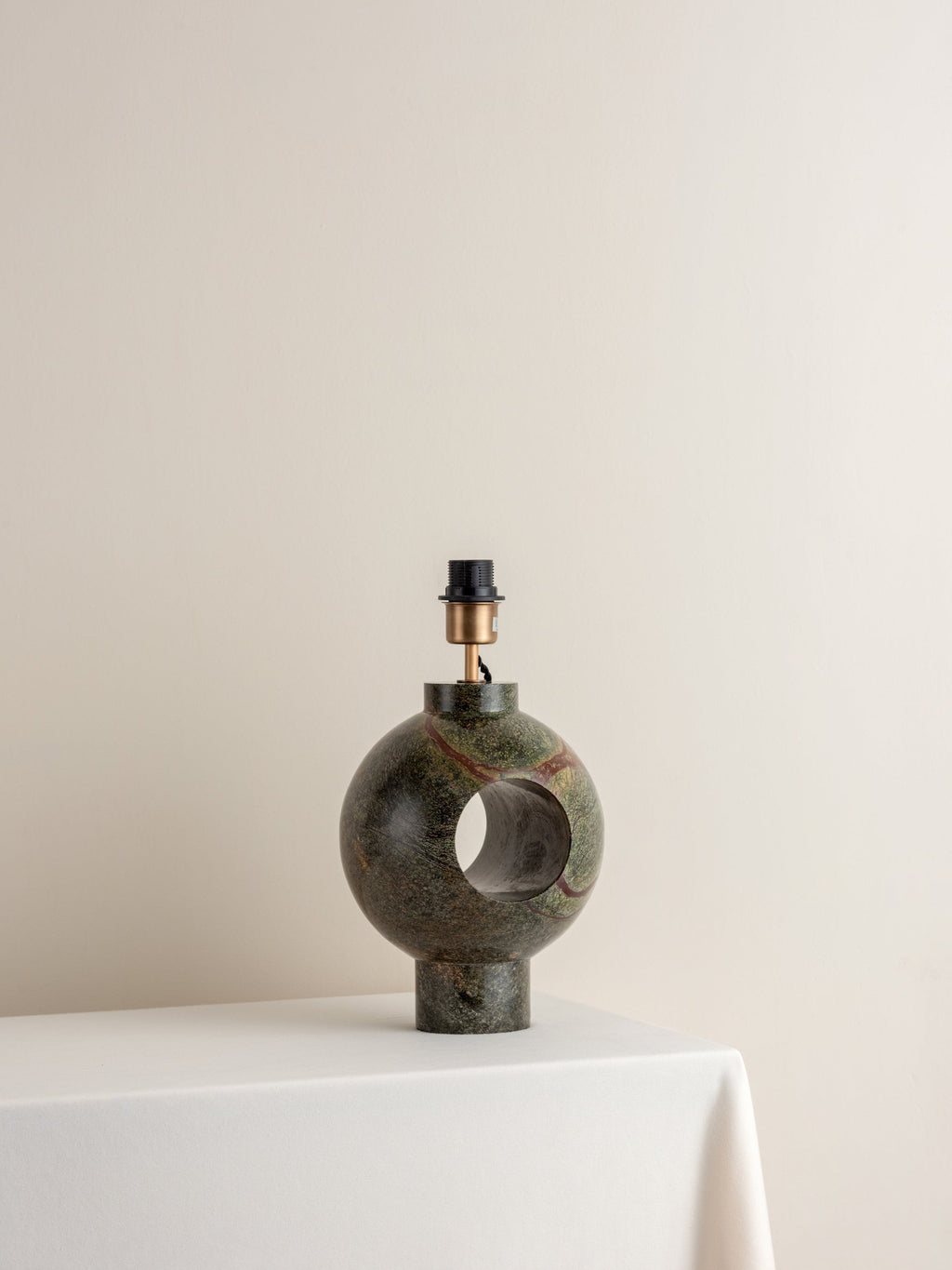 Editions marble lamp with + aged brass shade