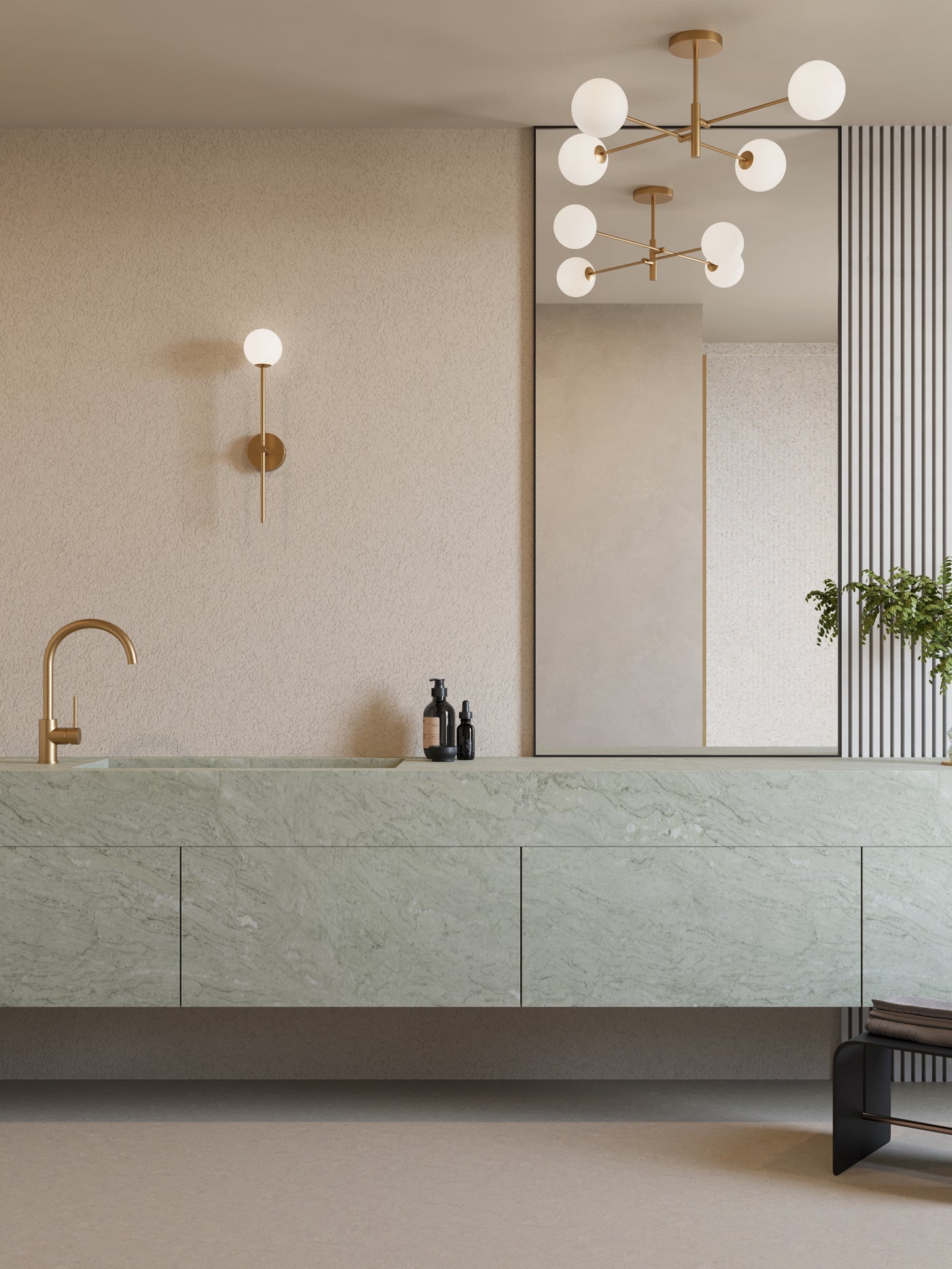Chelso - 4 light brass and opal flush