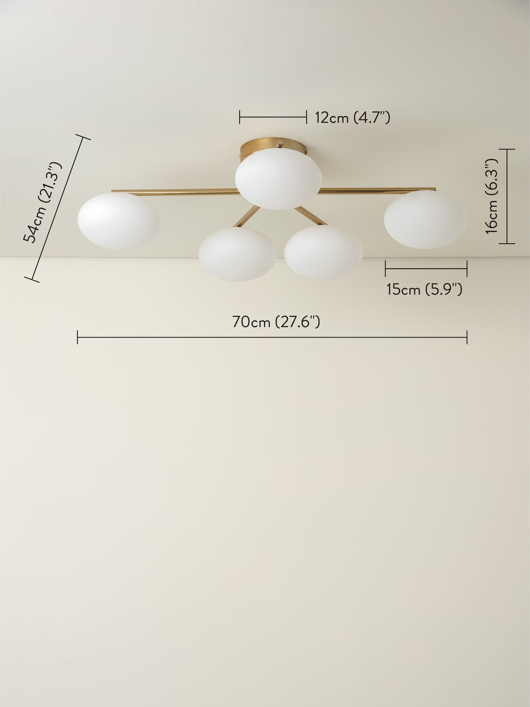 Imperial - 5 light brass and opal flush