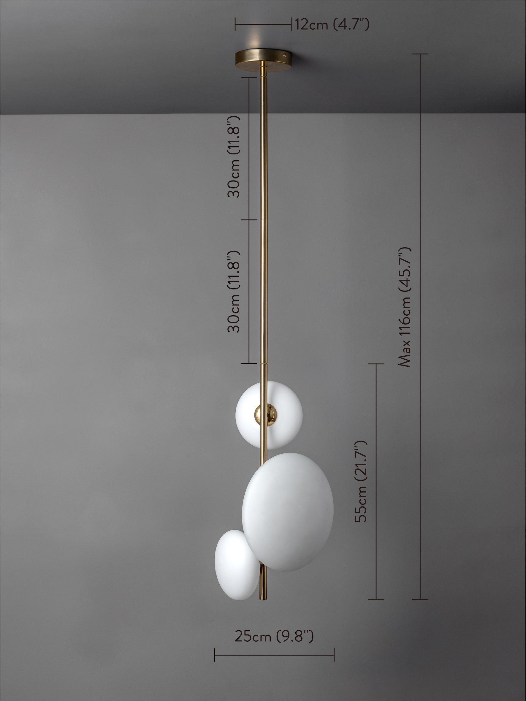 Imperial - 3 light brass and opal pendant