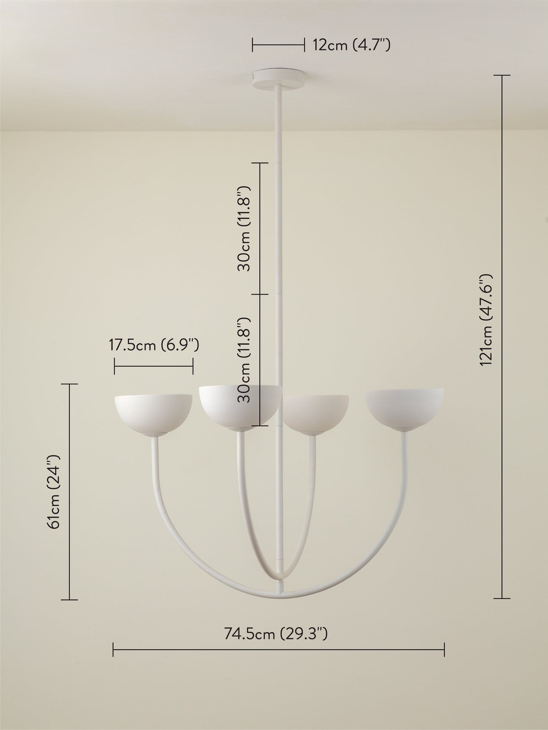 Ruzo - 4 light warm white porcelain ceiling pendant