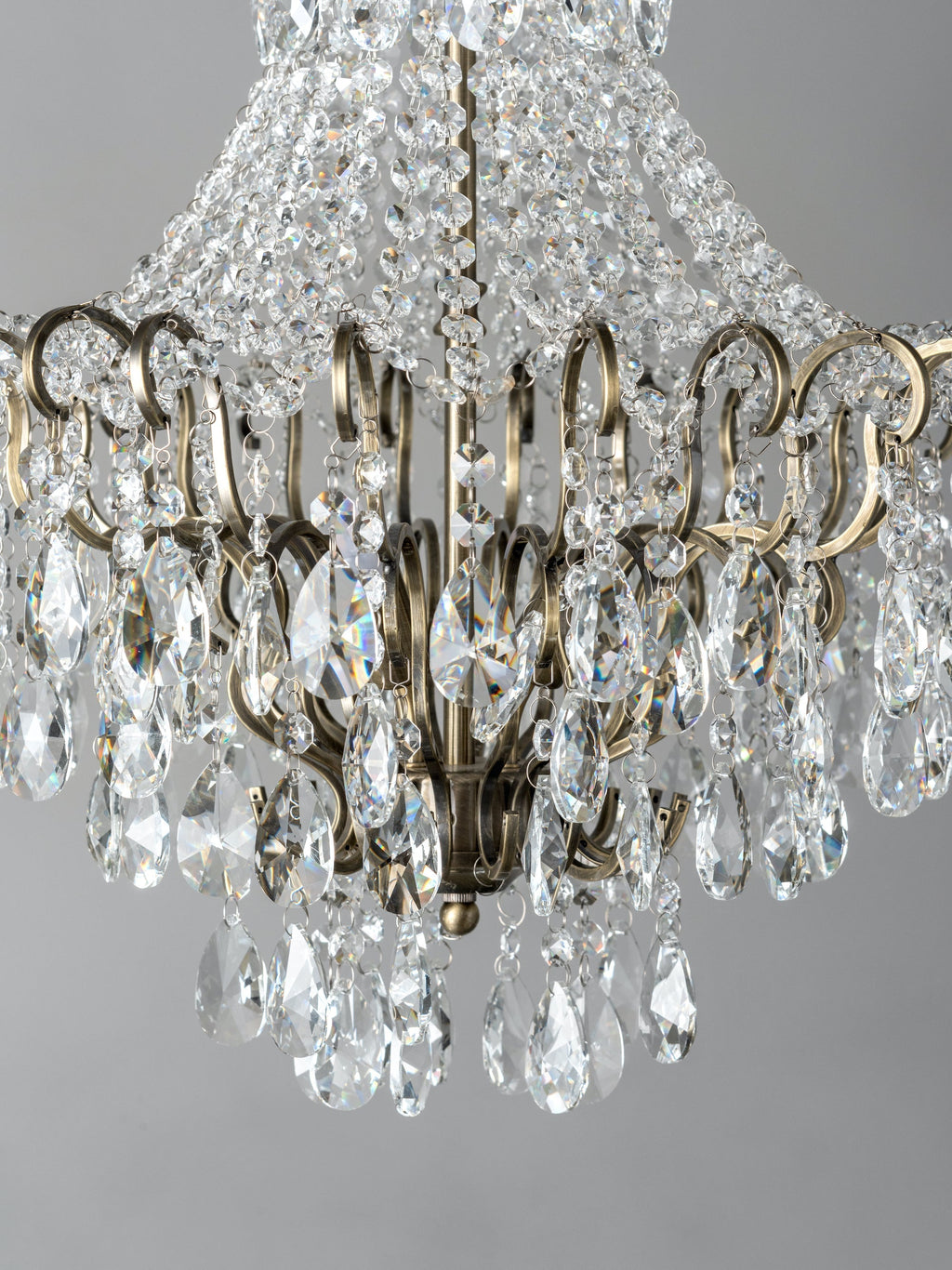Lina - 4 light antique brass crystal glass chandelier