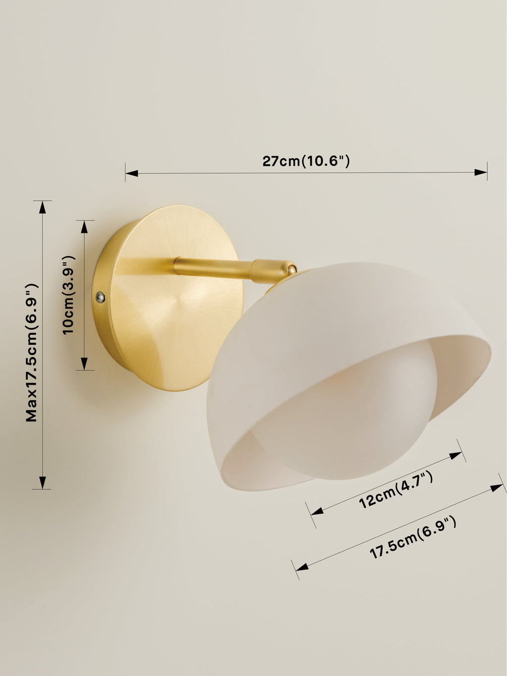 Porsa - 1 light brushed brass and warm white porcelain wall light