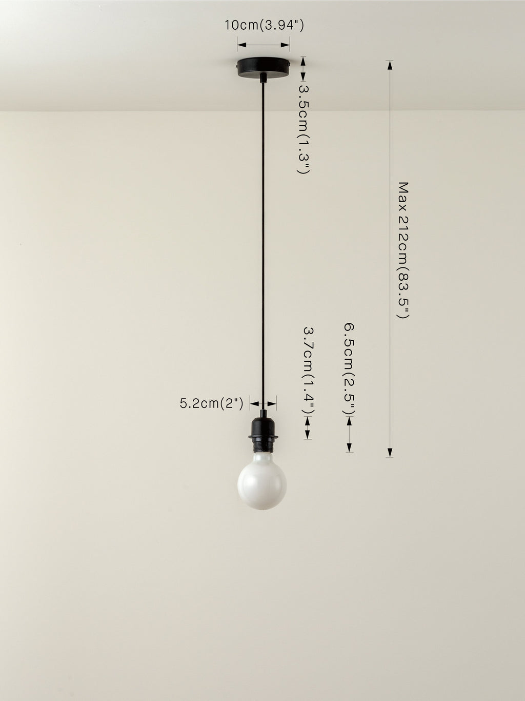 Capel - 1 light matt black drop cap lampholder kit