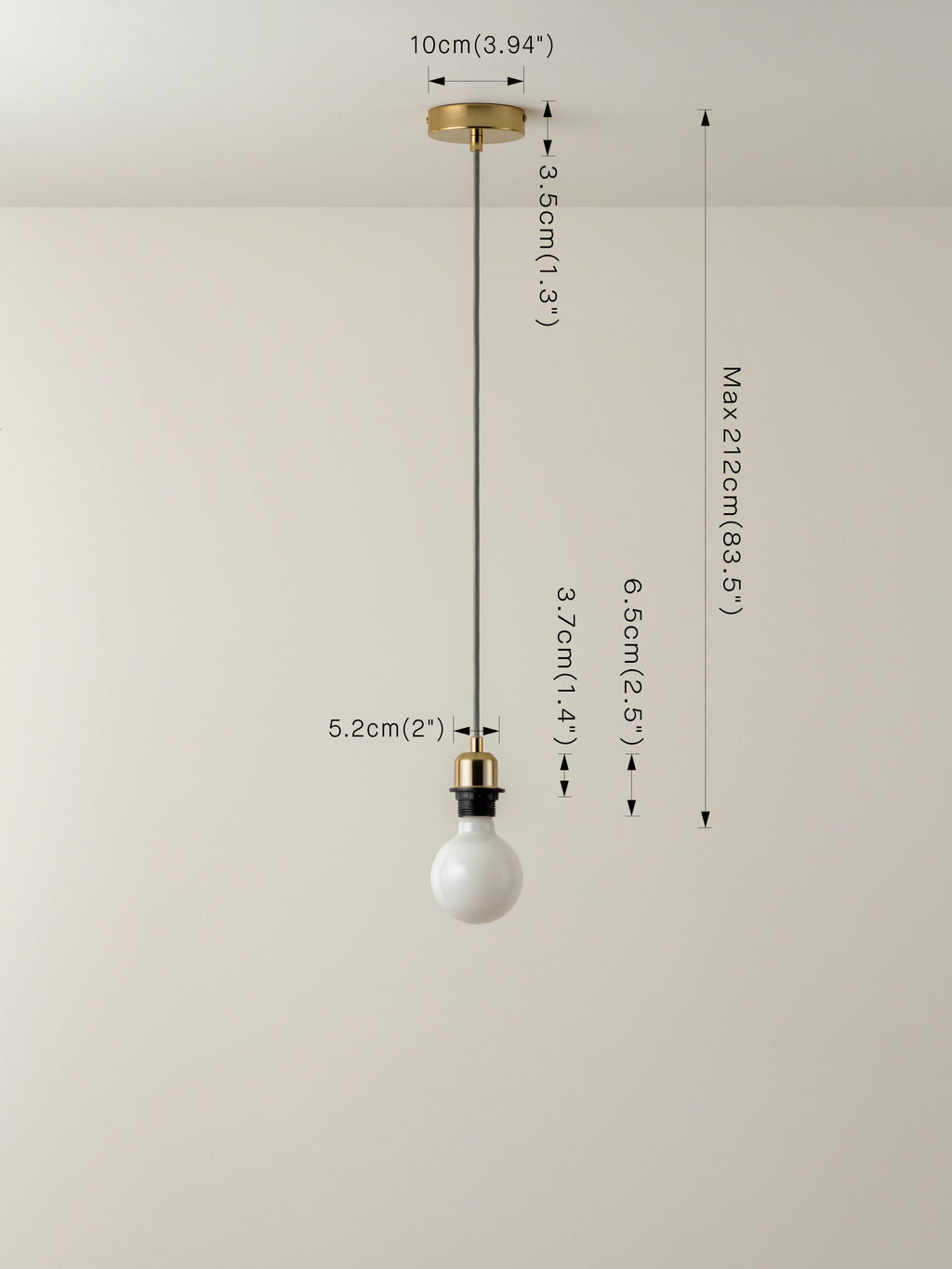 Capel - 1 light brass drop cap lampholder kit