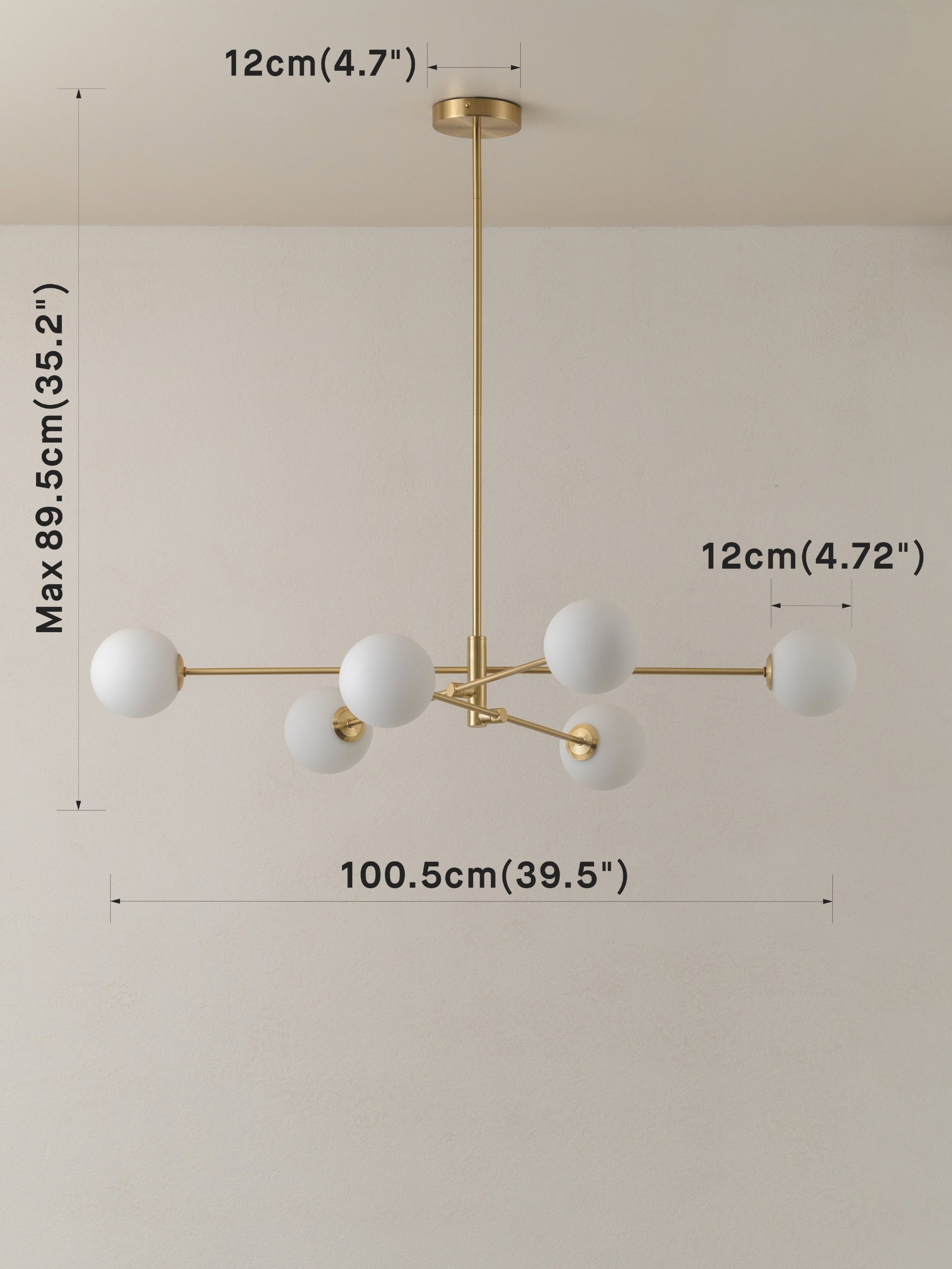 Chelso - 6 light brass and opal pendant