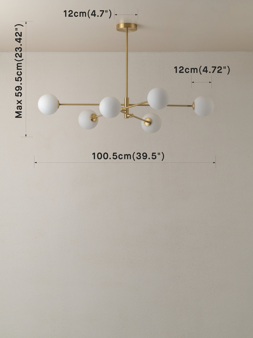 Chelso - 6 light brass and opal pendant