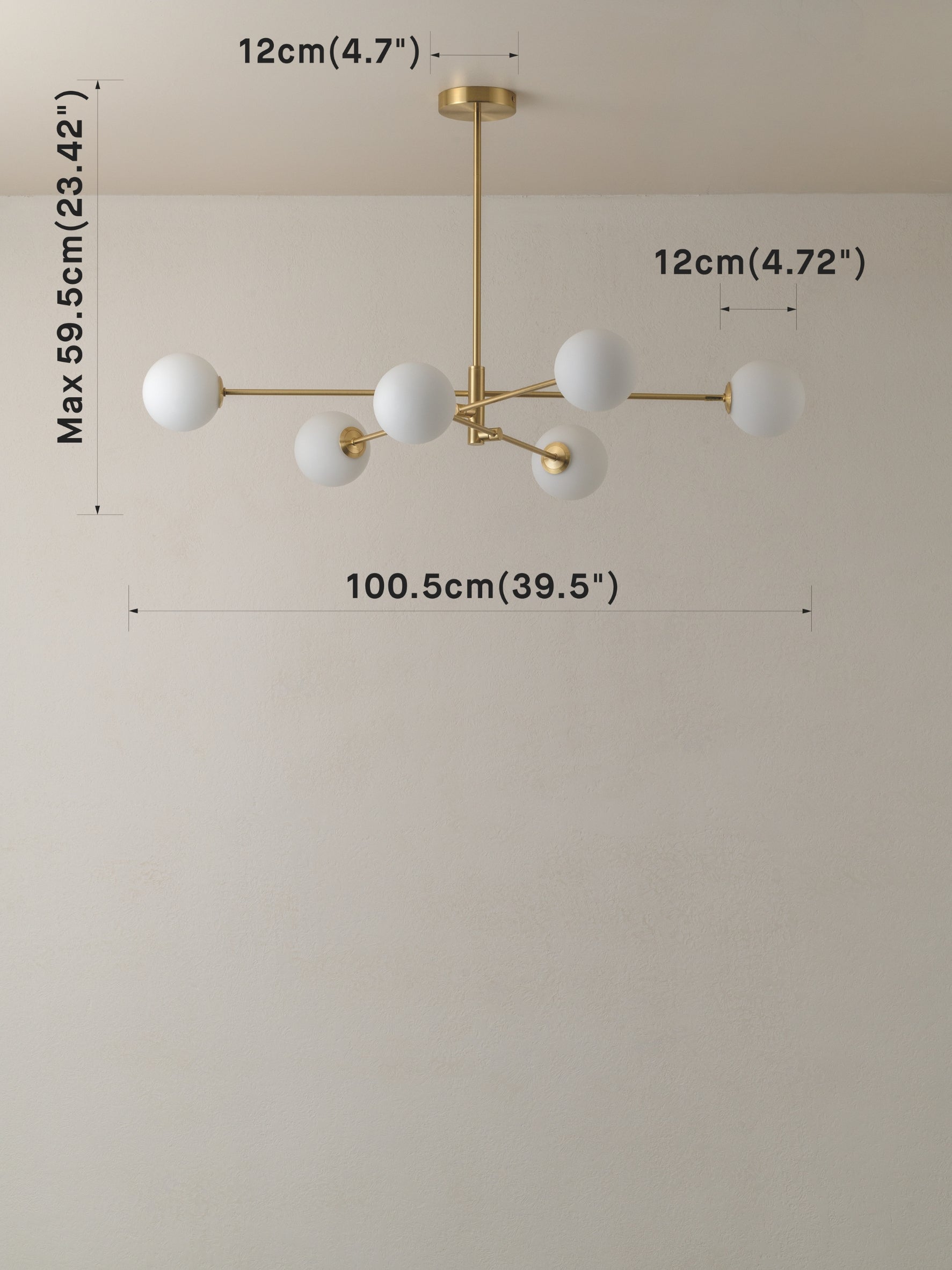 Chelso - 6 light brass and opal pendant