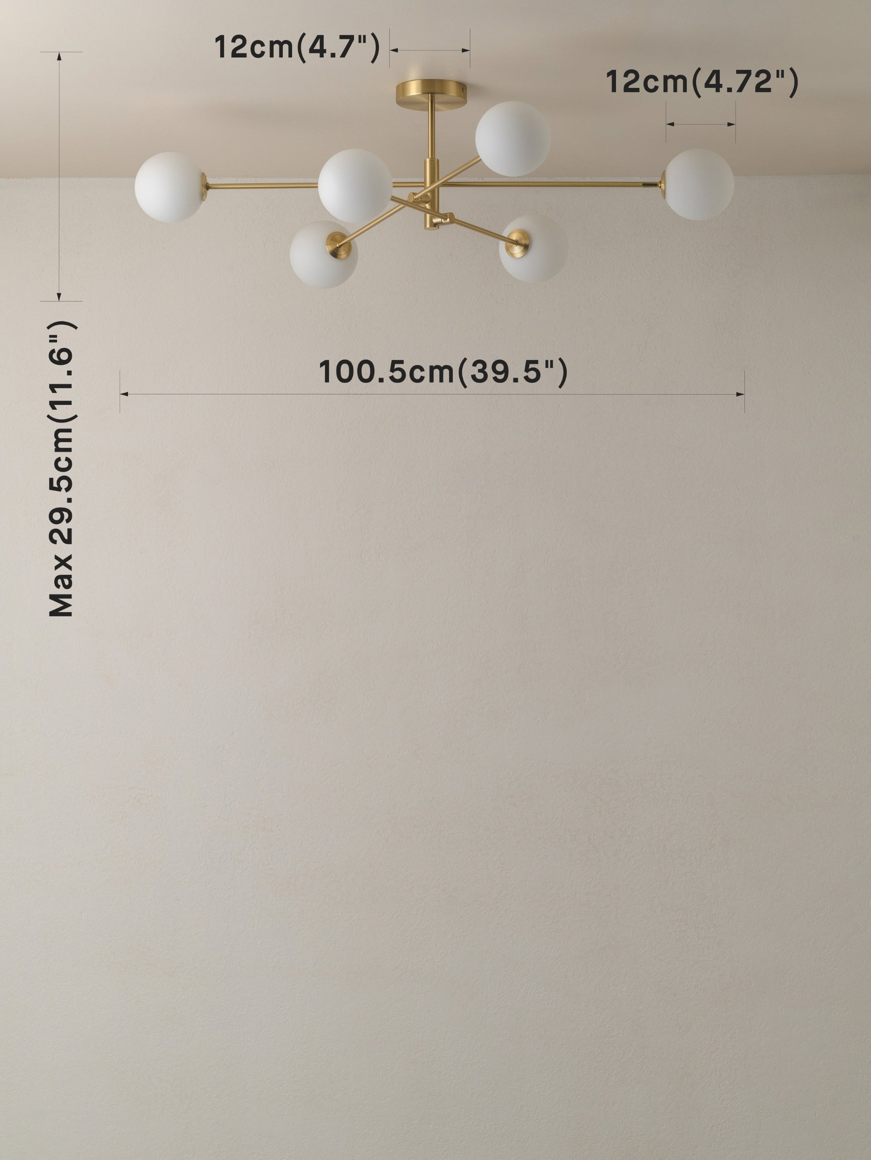 Chelso - 6 light brass and opal pendant