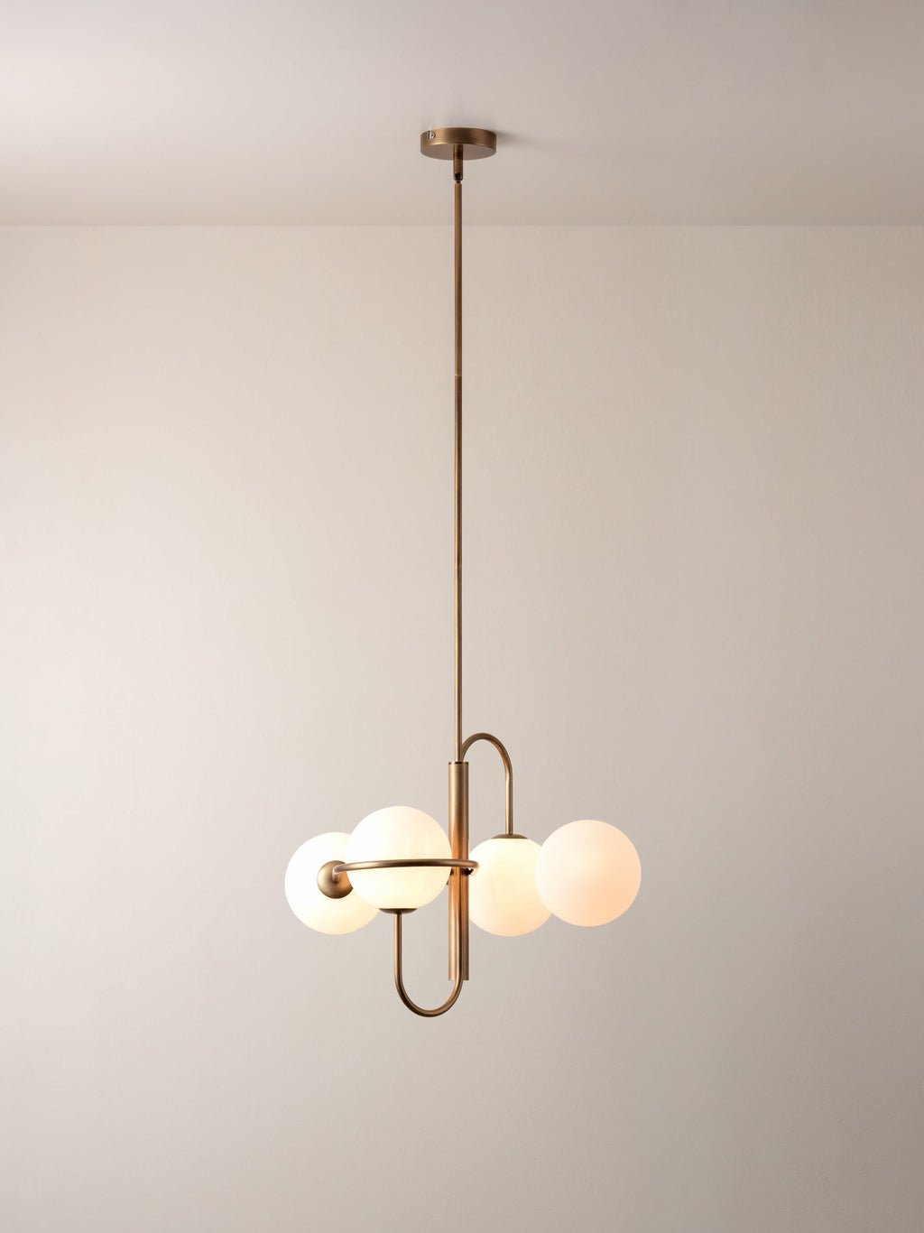 Decora - 4 light aged brass and opal pendant