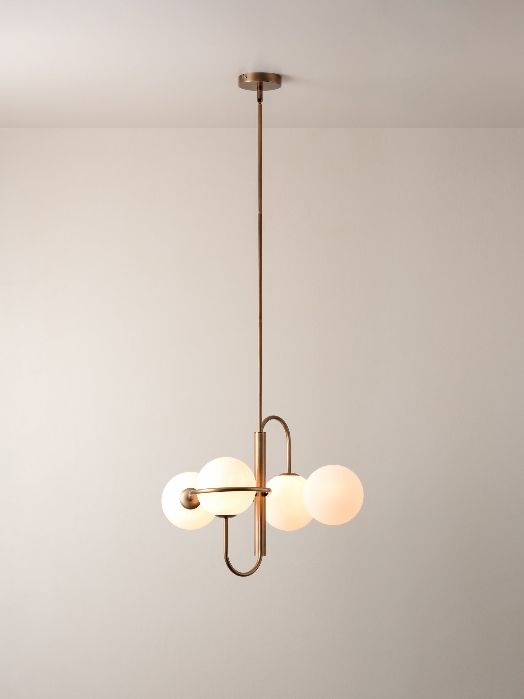 Decora - 4 light aged brass and opal pendant