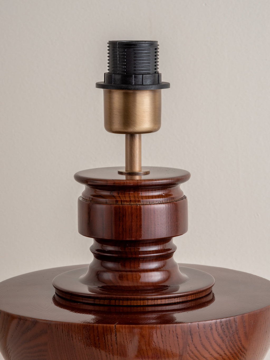Editions spun wood lamp with + green lacquer shade