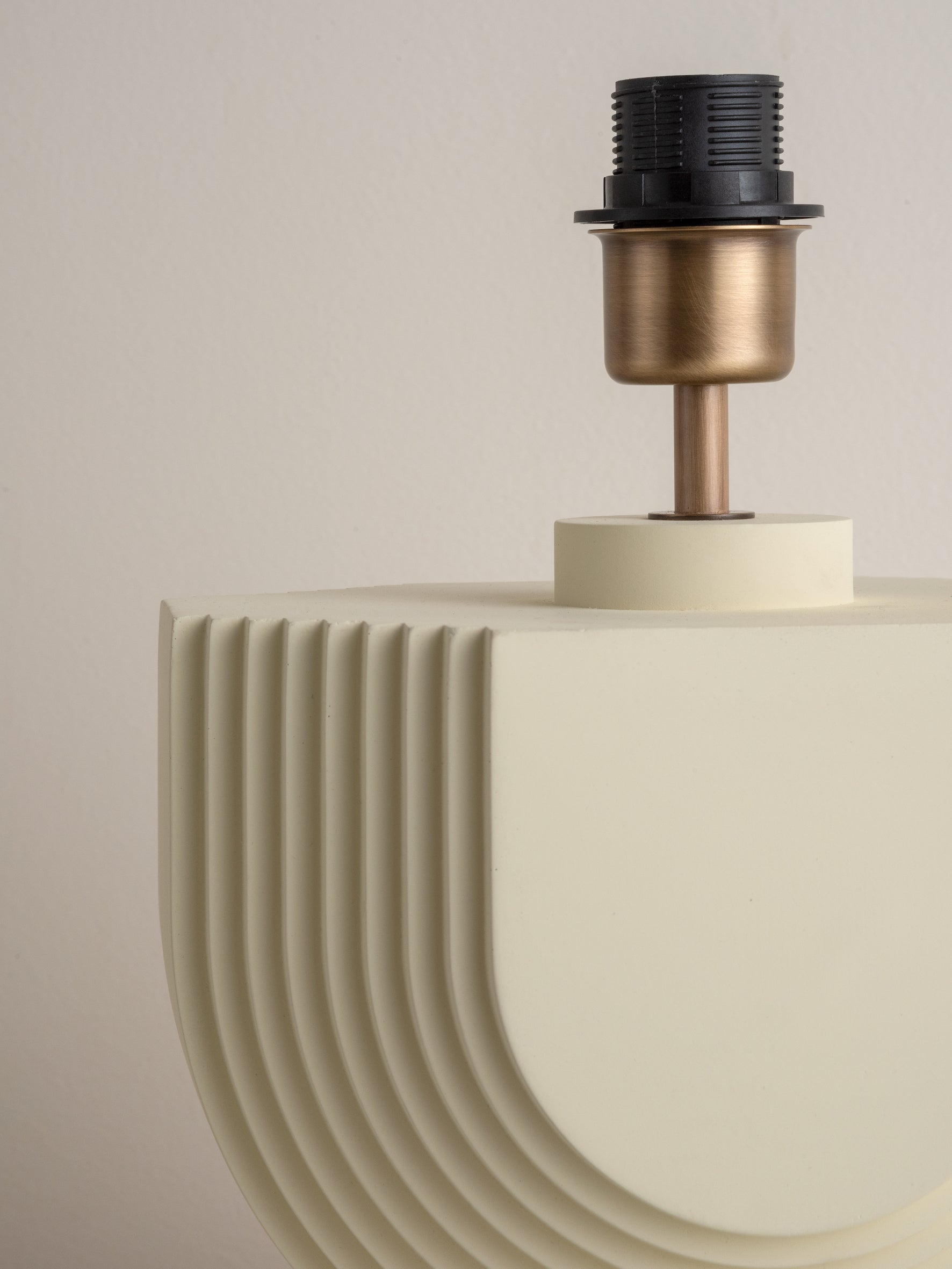 Editions concrete lamp with + aged brass shade
