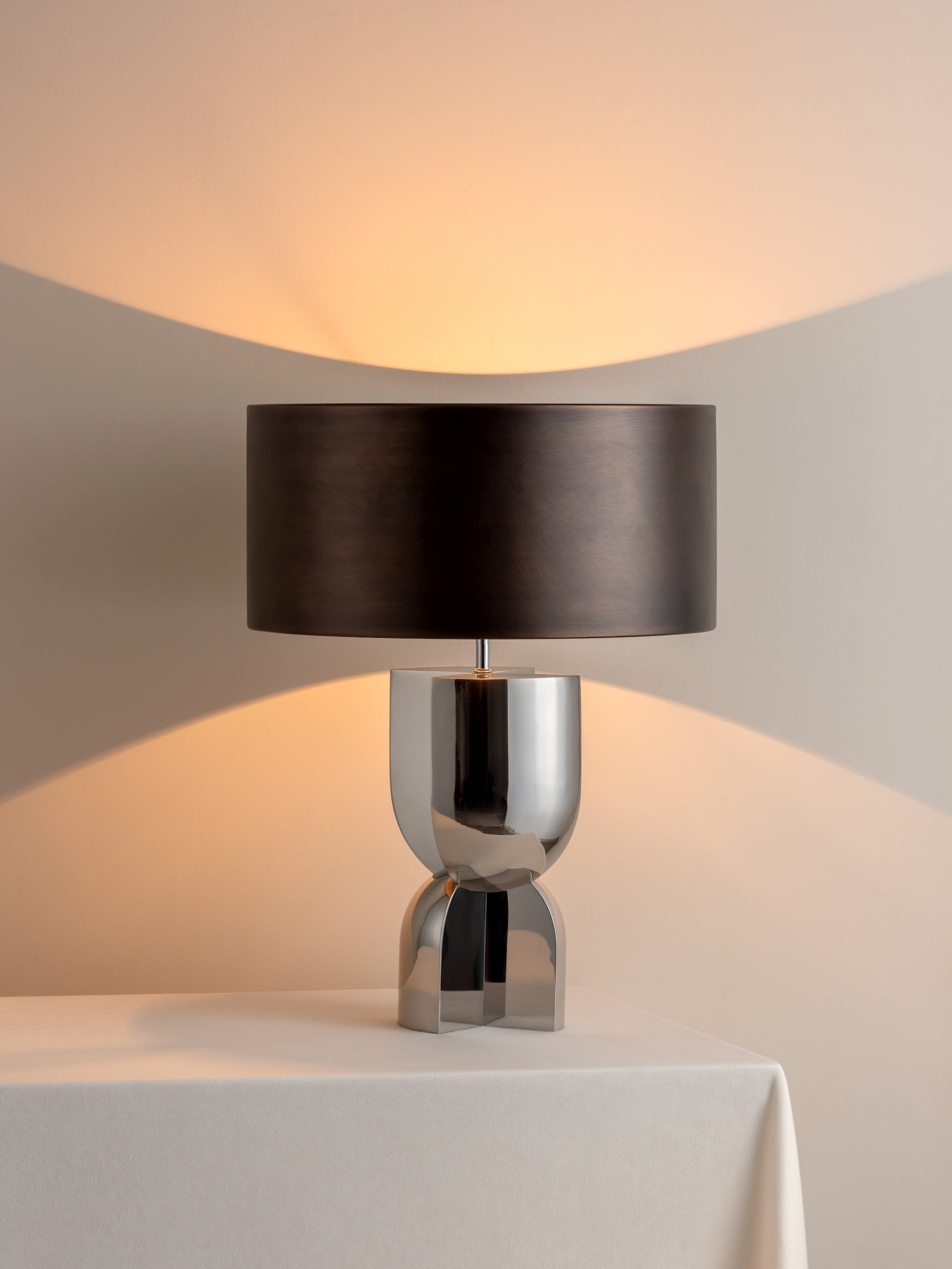 Editions chrome lamp with + bronze shade