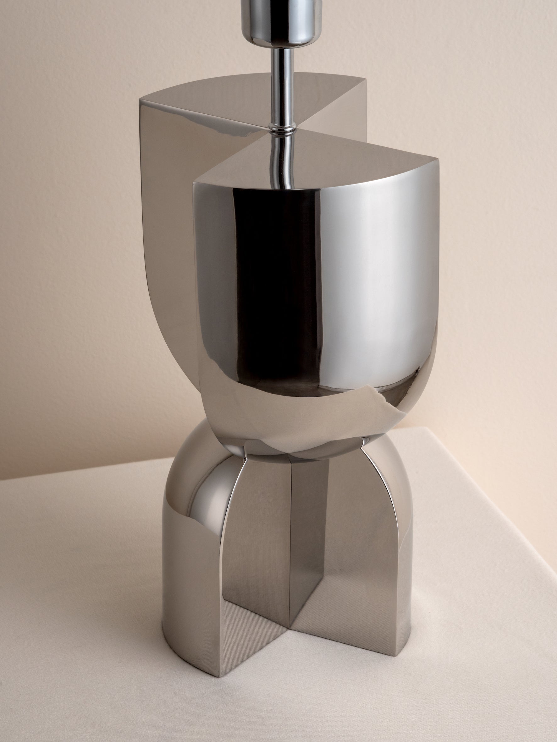 Editions chrome lamp with + aged brass shade