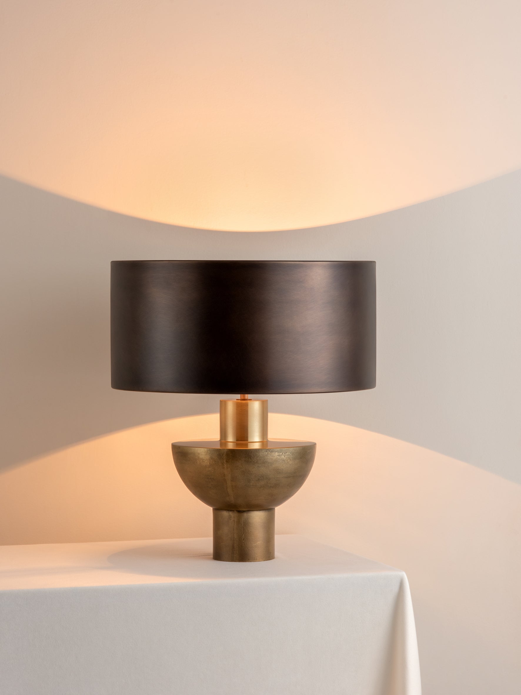 Editions brass lamp with + bronze shade