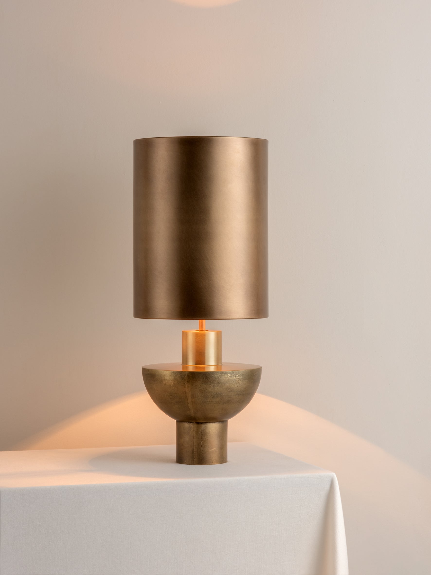 Editions brass lamp with + aged brass shade