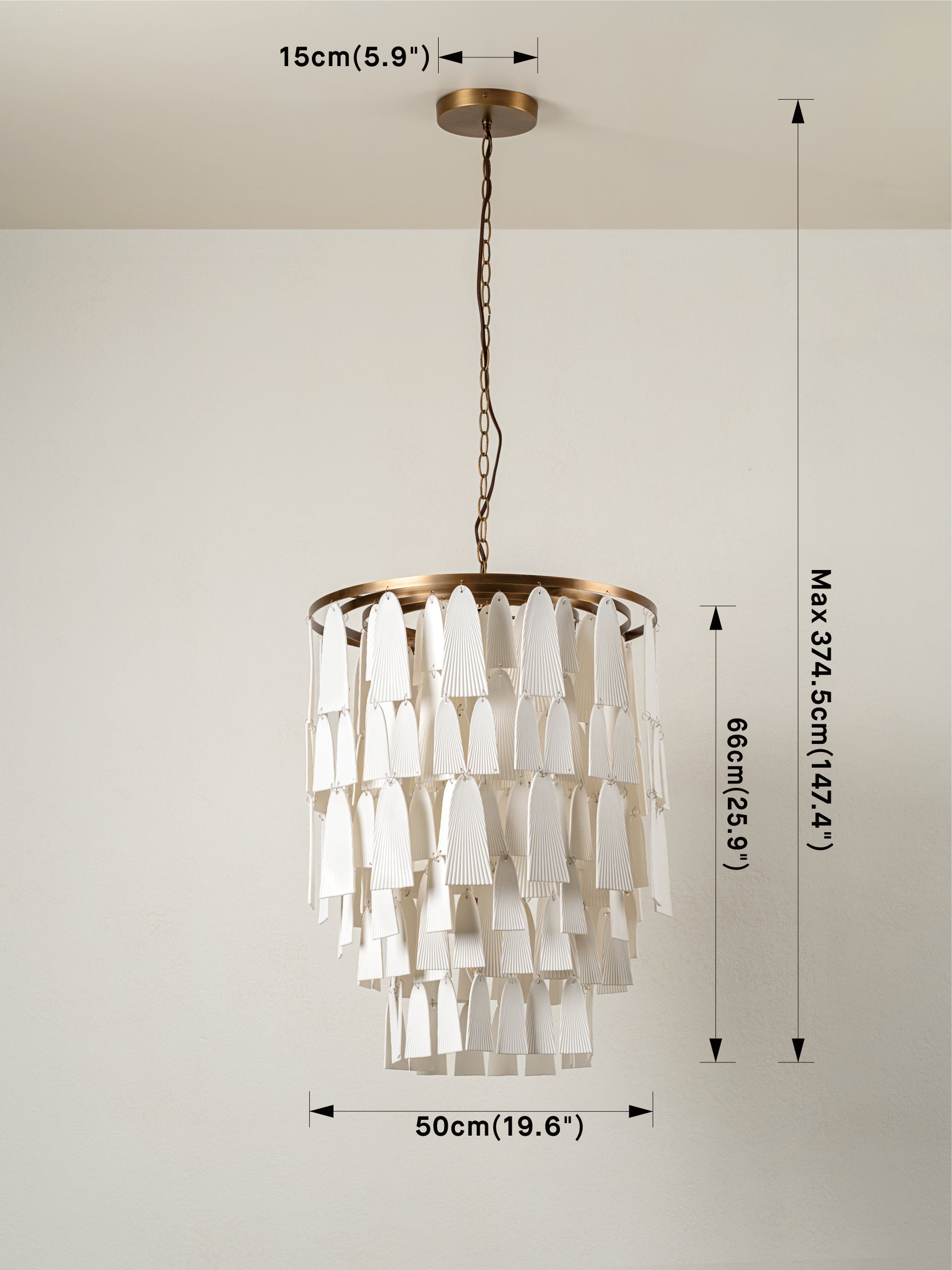 Kaolin - 4 light tiered bronze and porcelain chandelier