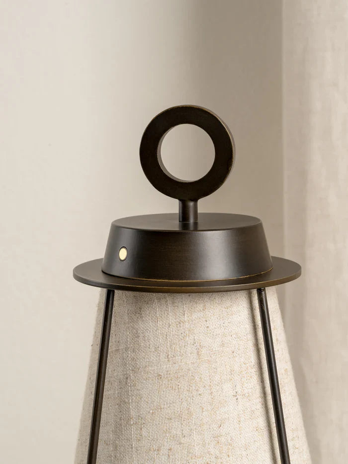 Lanterna - bronze and linen rechargeable table lamp