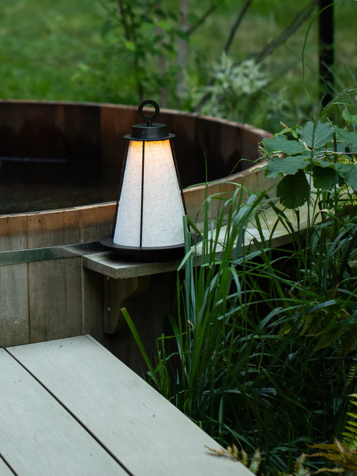 Lanterna - bronze and linen rechargeable table lamp