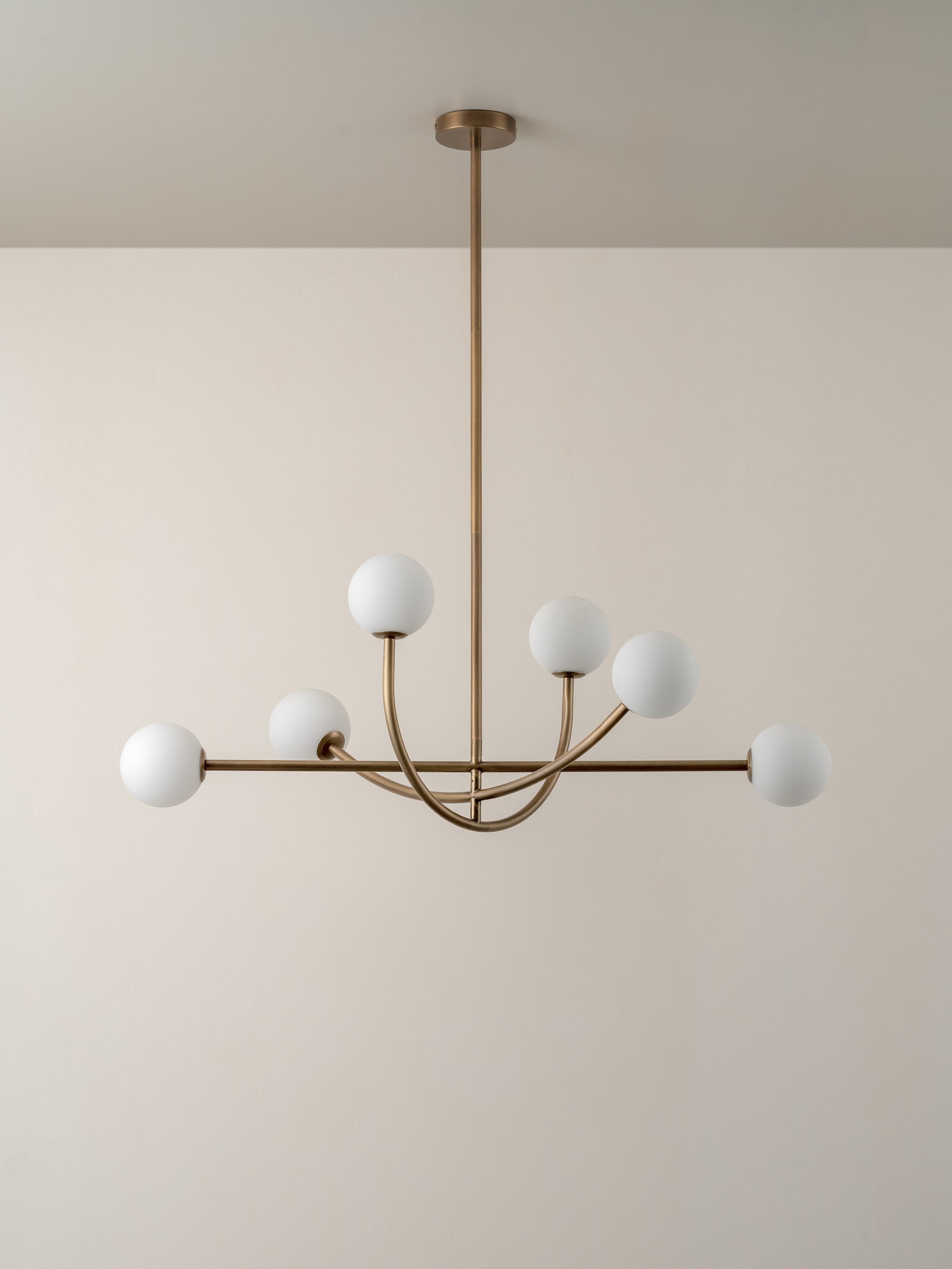 Perry - 6 light aged brass and opal pendant