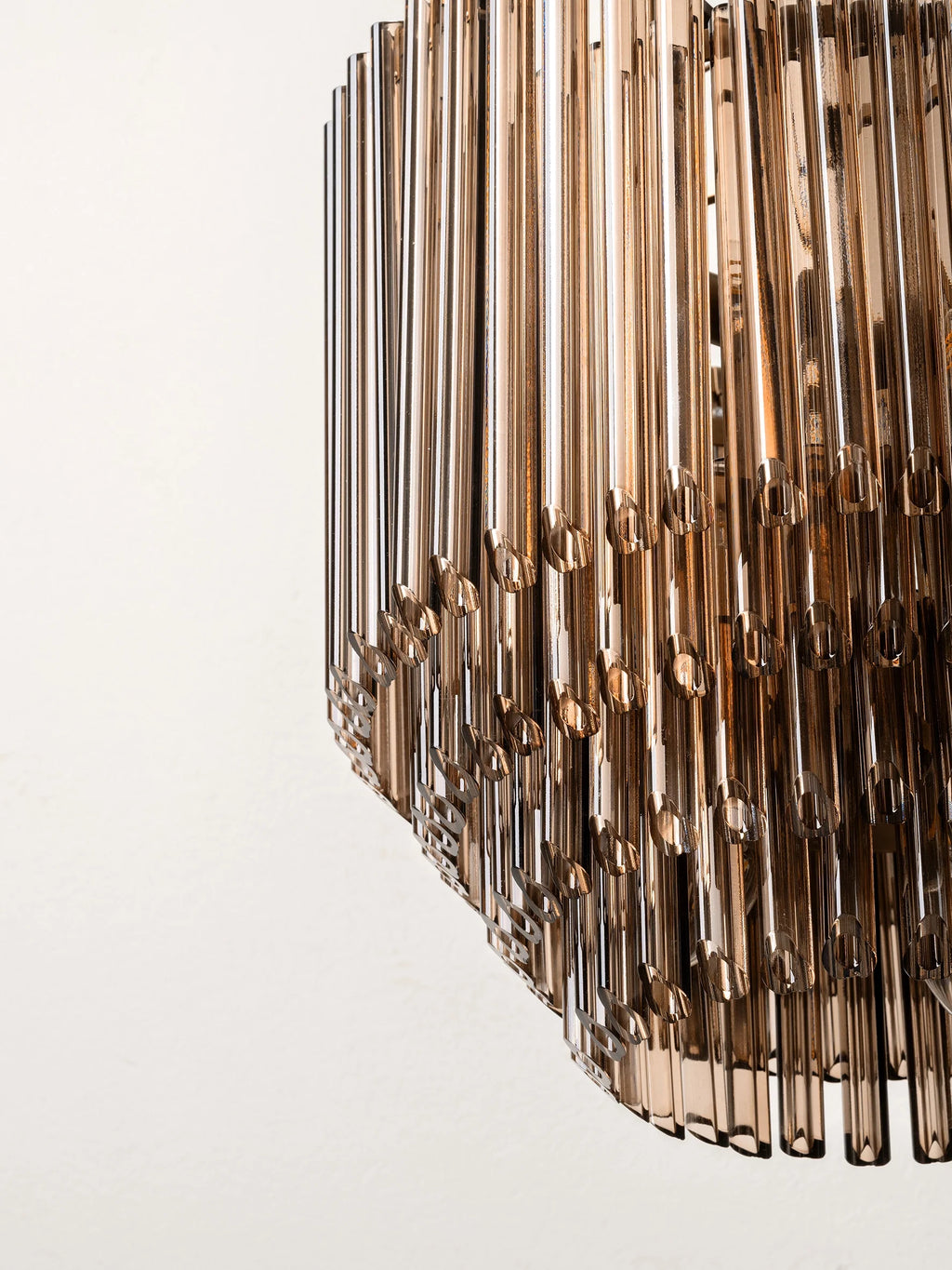 Petalia - 9 light bronze and smoked chocolate glass tube tall chandelier