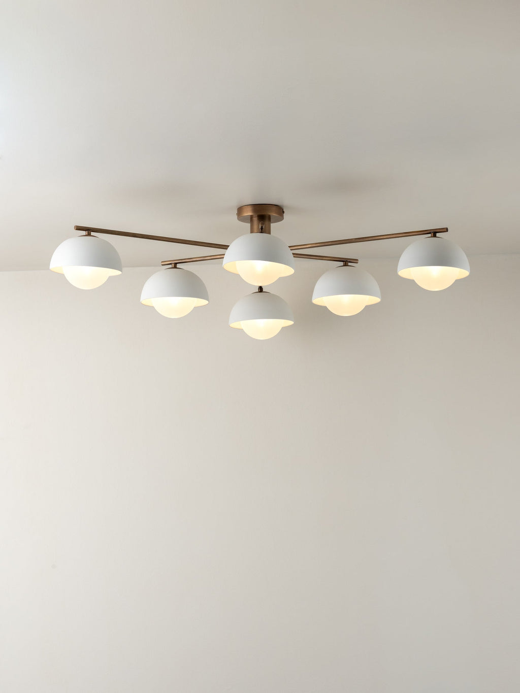 Porsa - 6 light aged brass and warm white porcelain flush