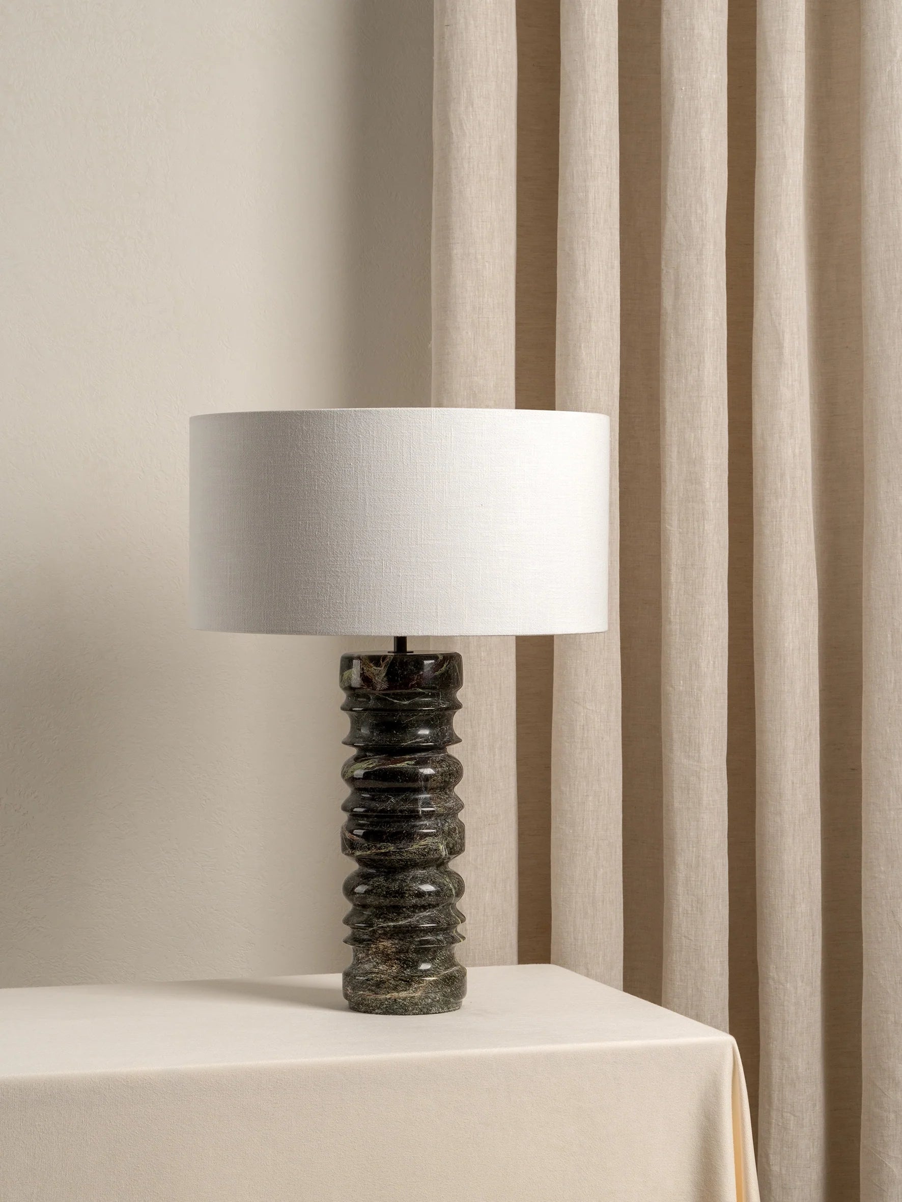 Renee - large green marble table lamp