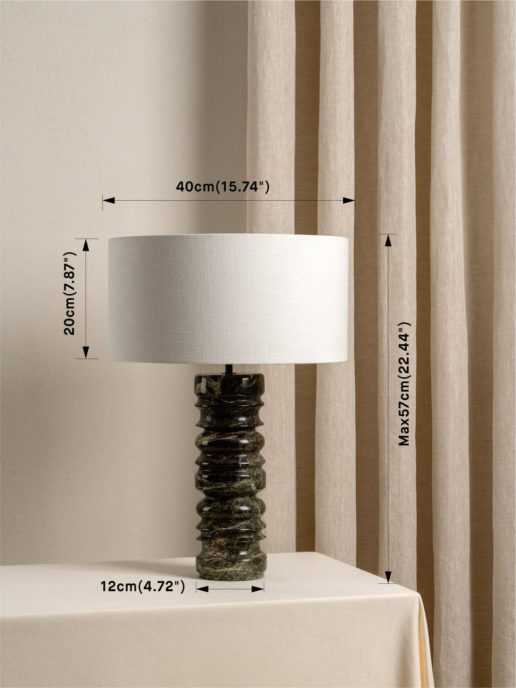 Renee - large green marble table lamp