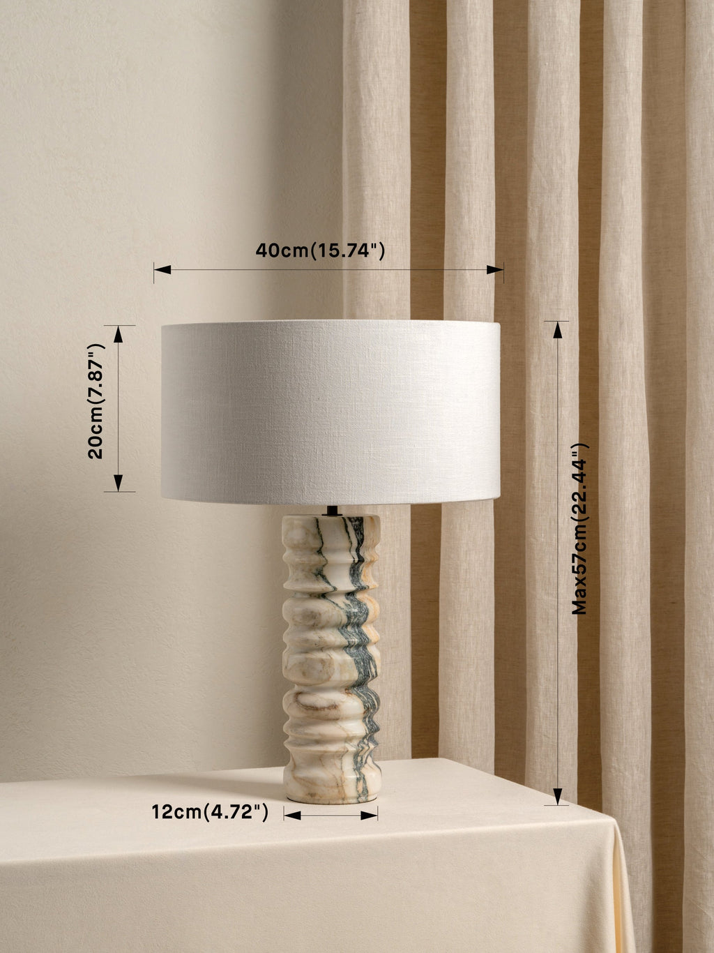 Renee - large Viola Calacatta marble table lamp