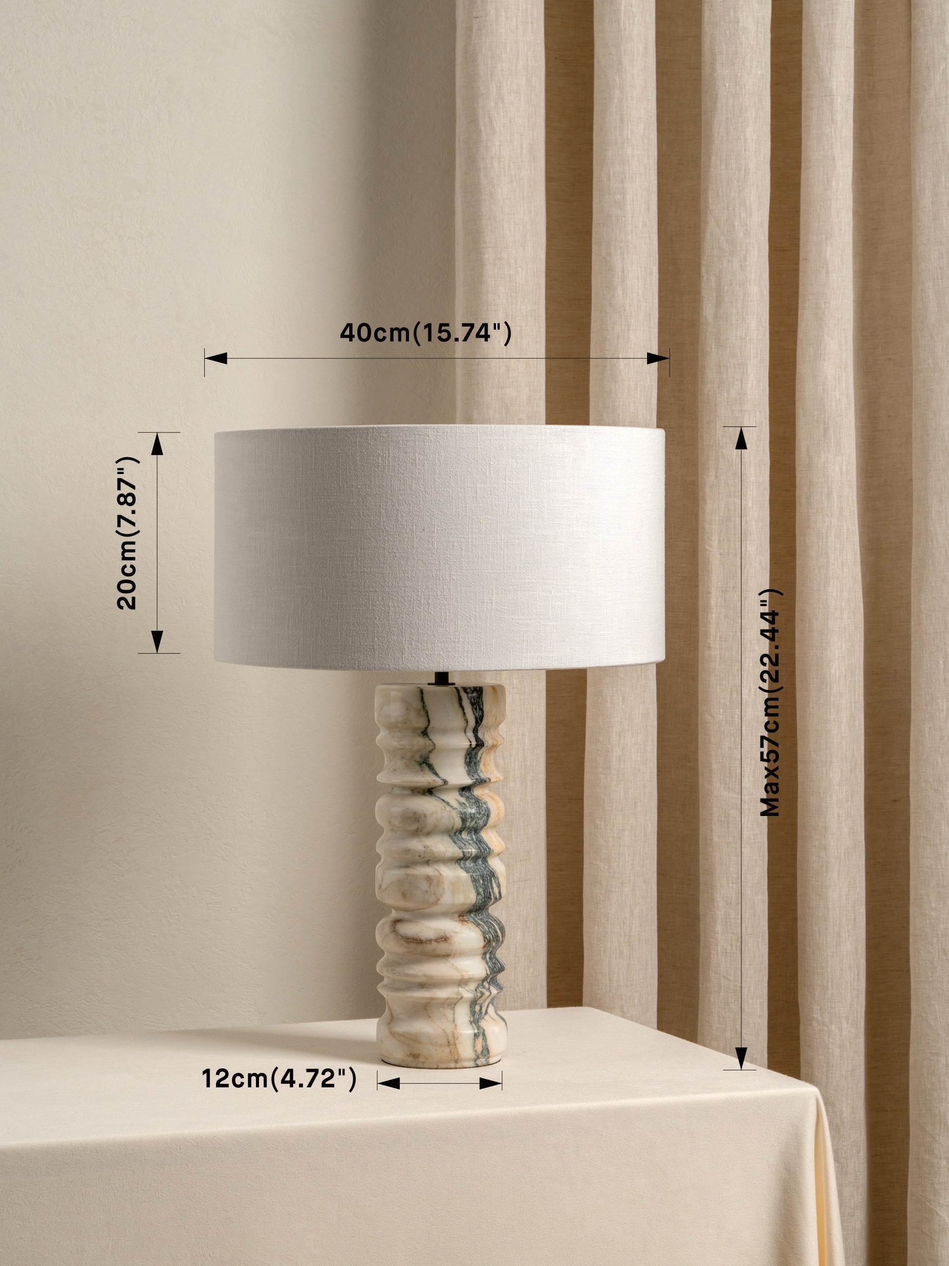 Renee - large Viola Calacatta marble table lamp