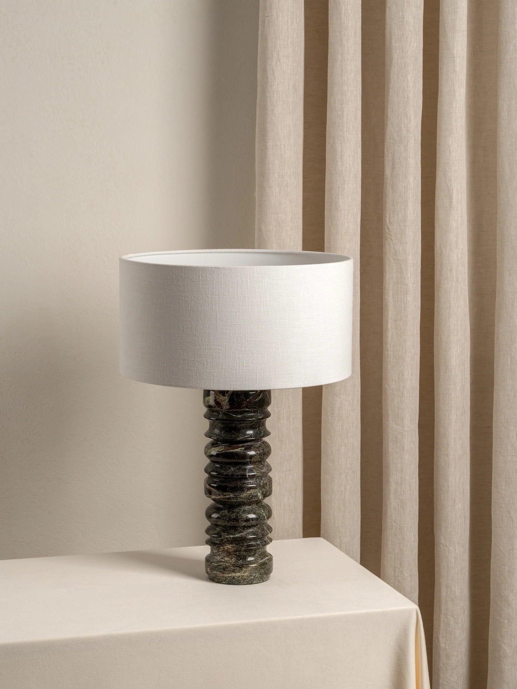Renee - large green marble table lamp