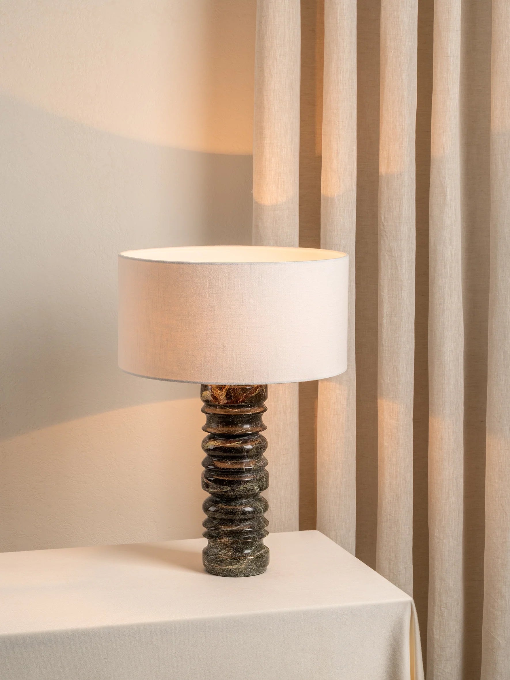 Renee - large green marble table lamp