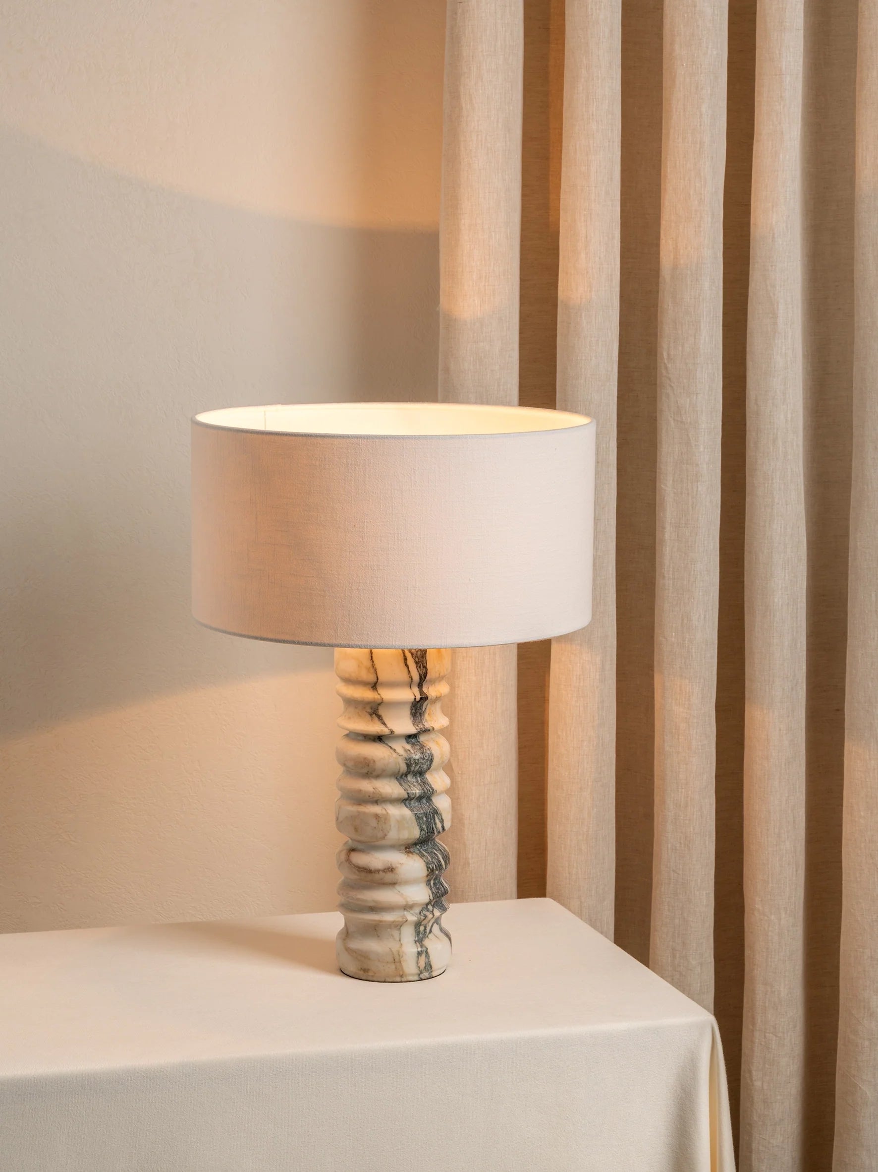 Renee - large Viola Calacatta marble table lamp