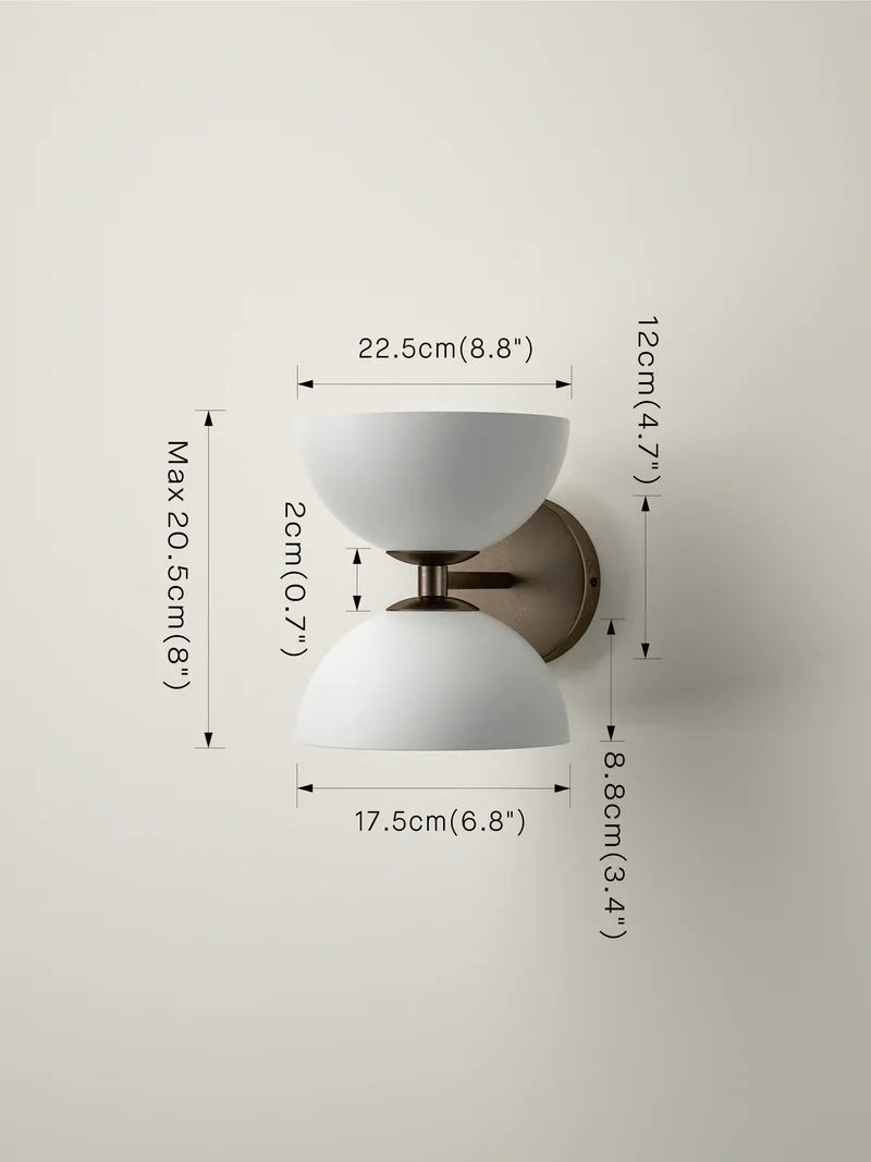 Ruzo - 2 light bronze and porcelain wall light