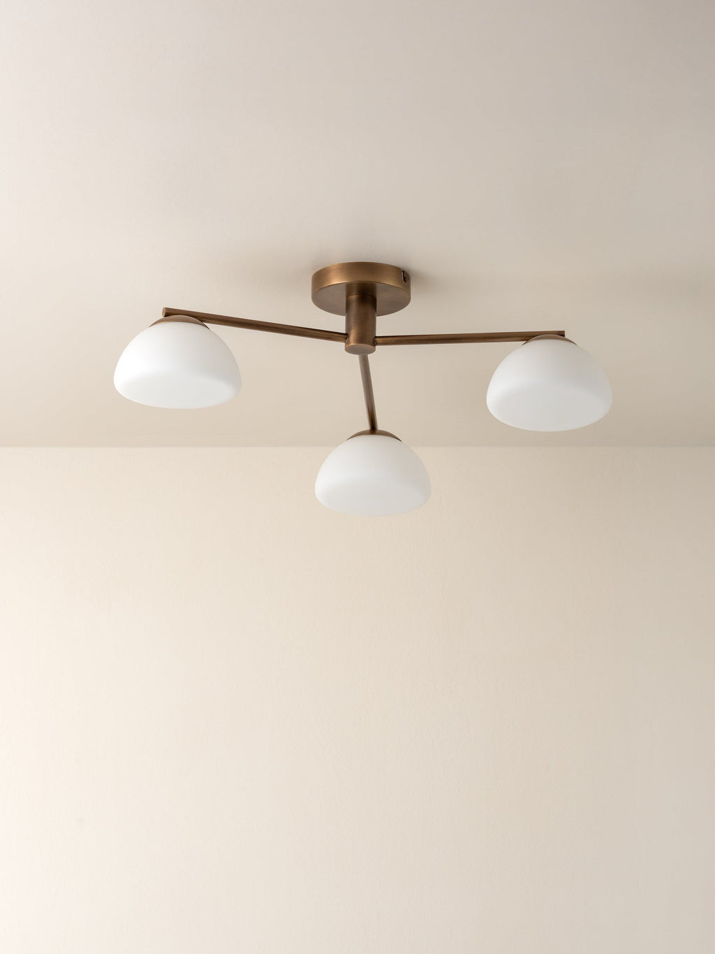 Silio - 3 light aged brass and opal flush