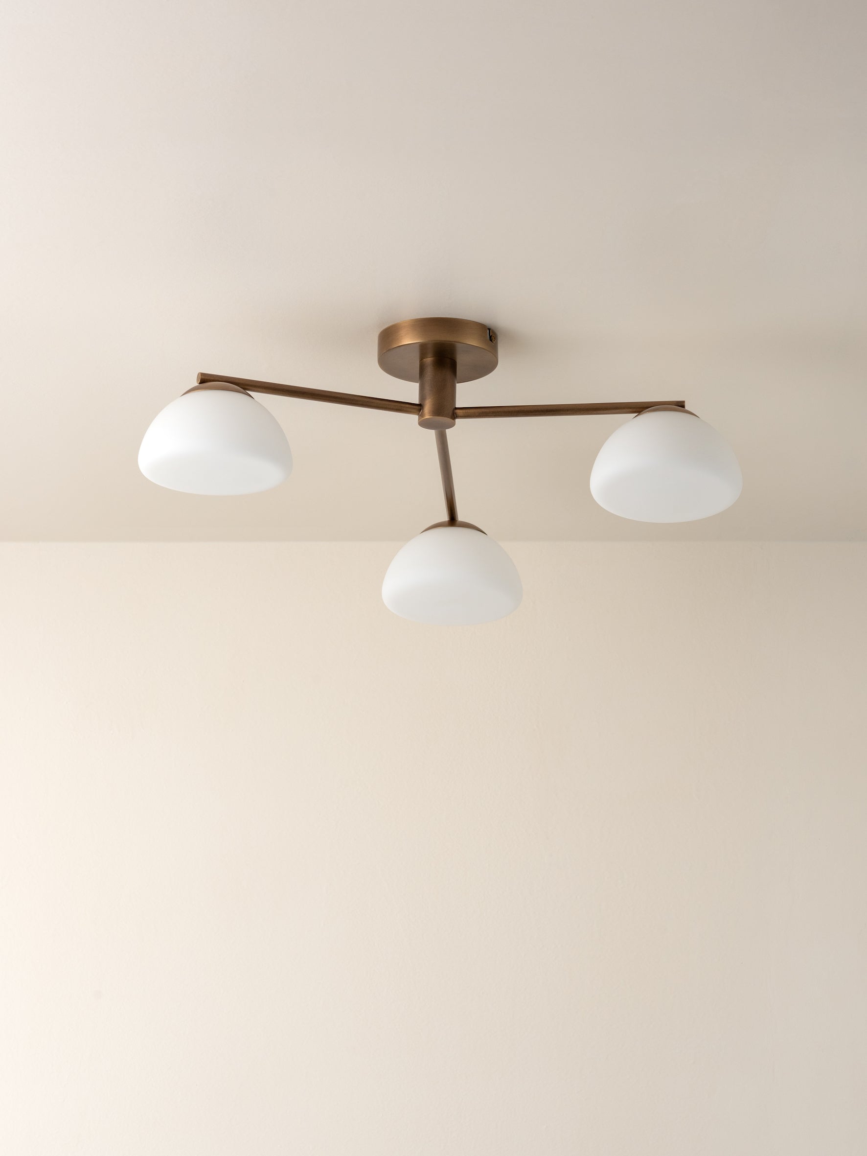 Silio - 3 light aged brass and opal flush