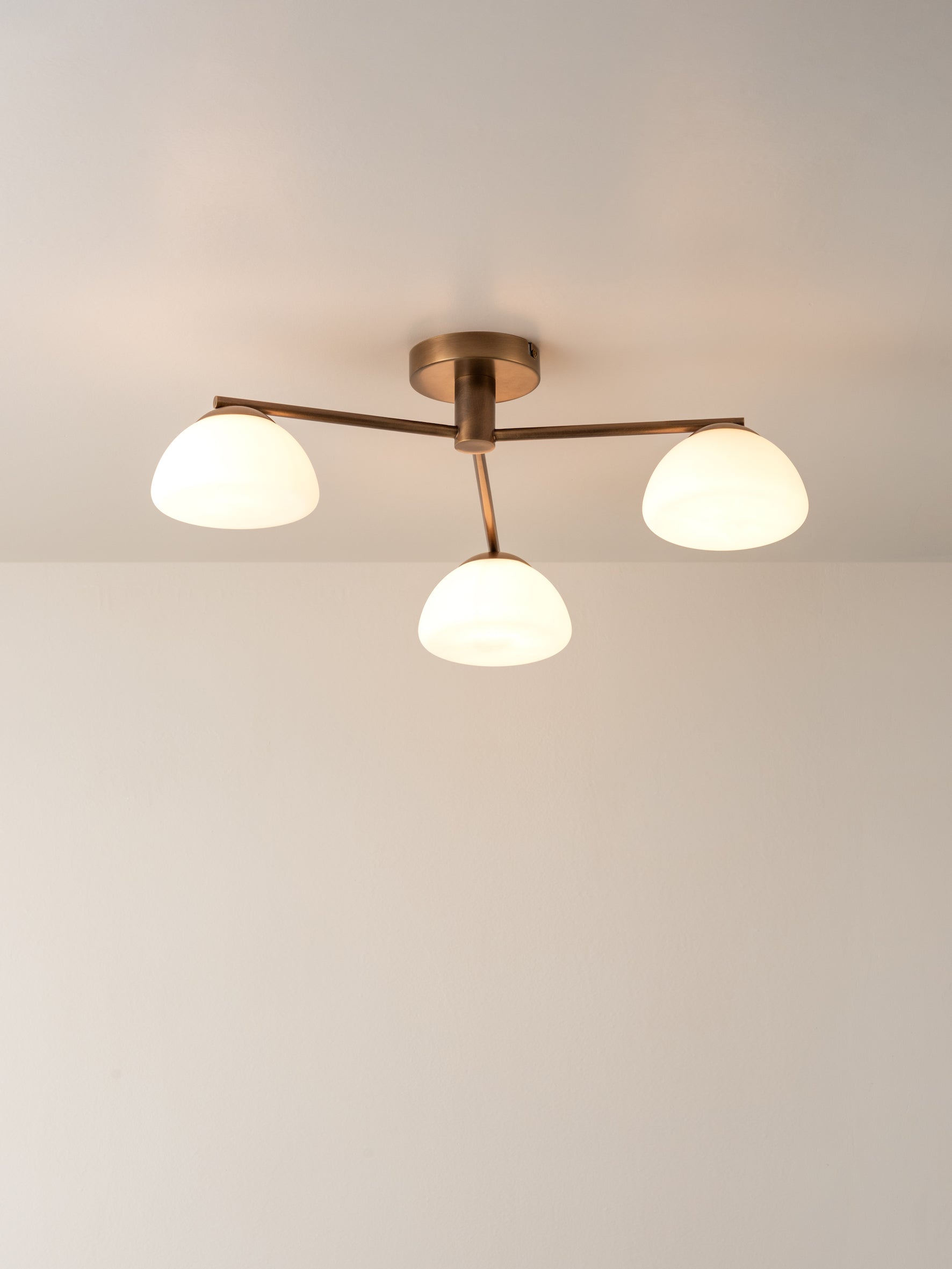 Silio - 3 light aged brass and opal flush