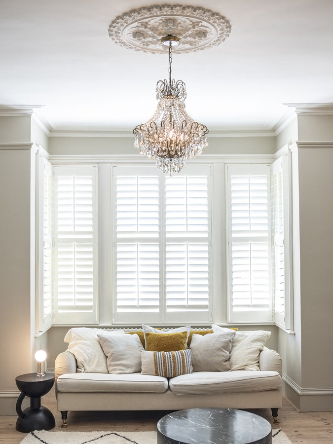 Lina - 4 light antique brass crystal glass chandelier