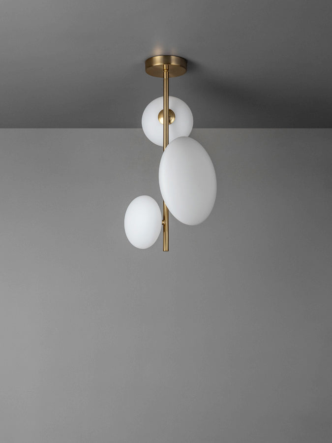 Imperial - 3 light brass and opal pendant