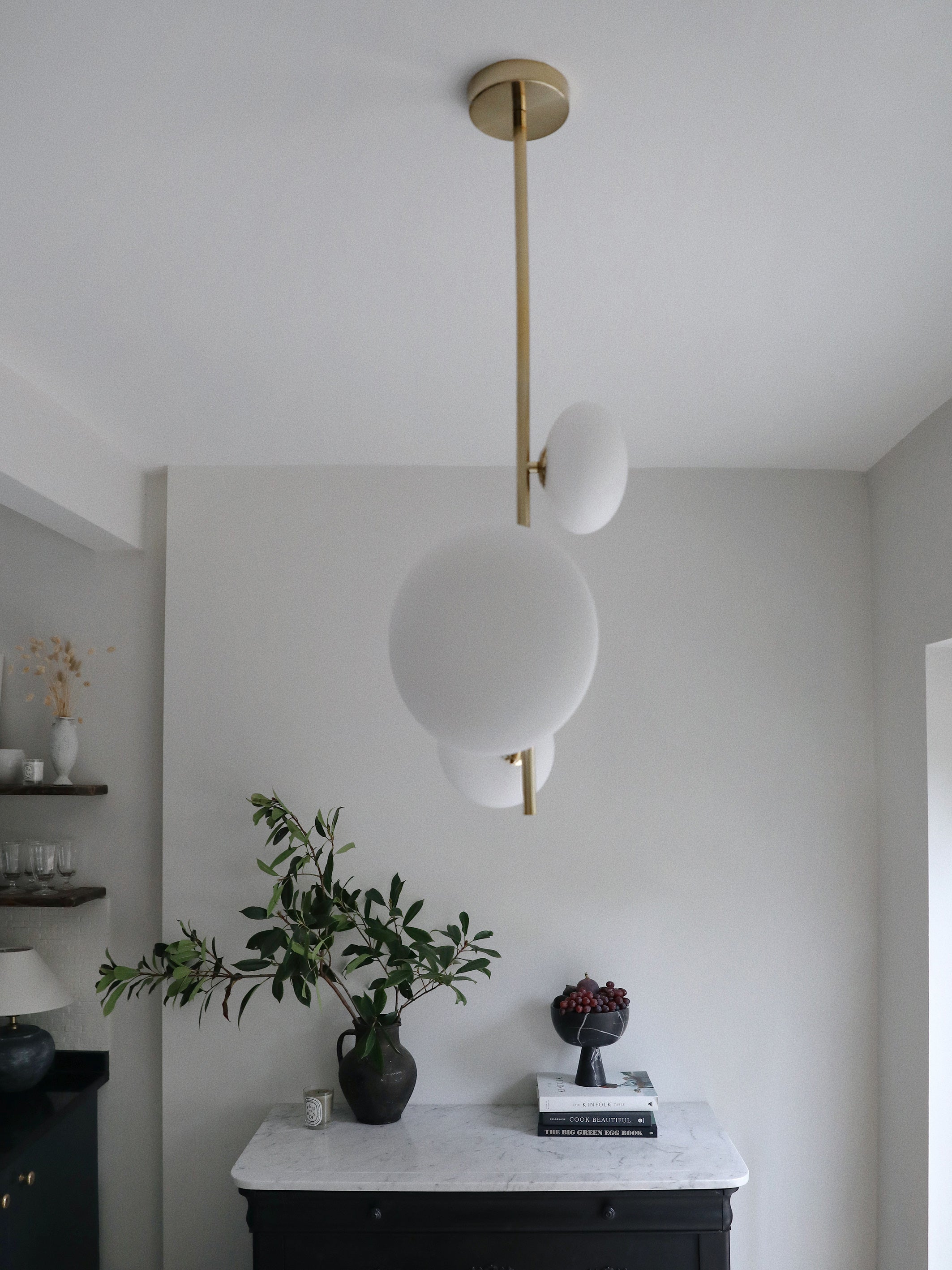 Imperial - 3 light brass and opal pendant